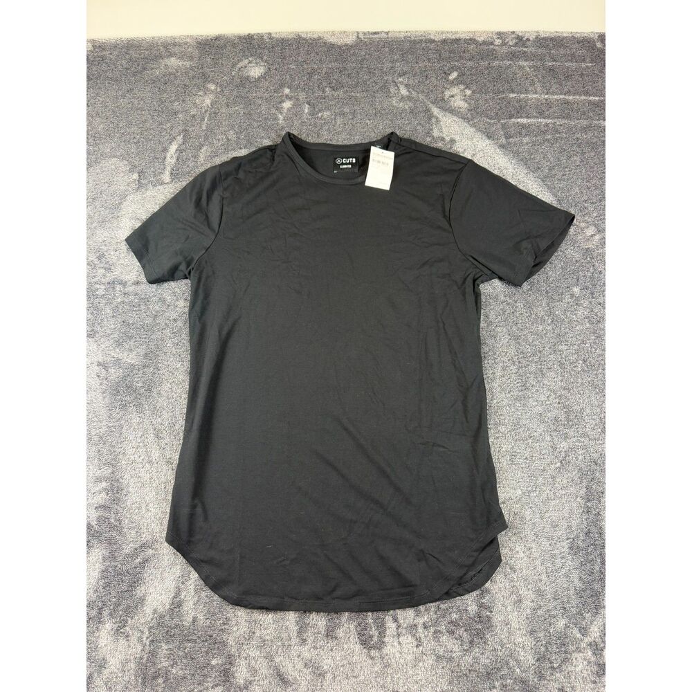 Cuts Clothing Short Sleeve Crew Elongated Fit T-Shirt Men's L Black NWT*